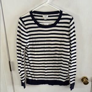 J Crew Teddie white navy striped crew neck long sleeve sweater Size Medium